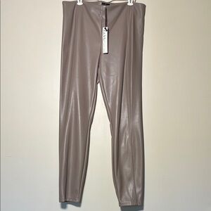 Nicole Miller Taupe Faux Leather Pants